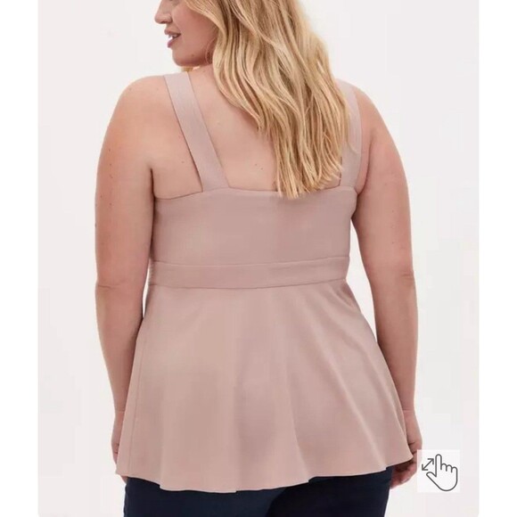 Torrid Summer Top Plus Size 3X Dust Of Roses Fawn Crepe Zip Front Peplum - Picture 3 of 10